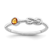 Sterling Silver Rhodium-plated Polished Infinity Citrine Ring