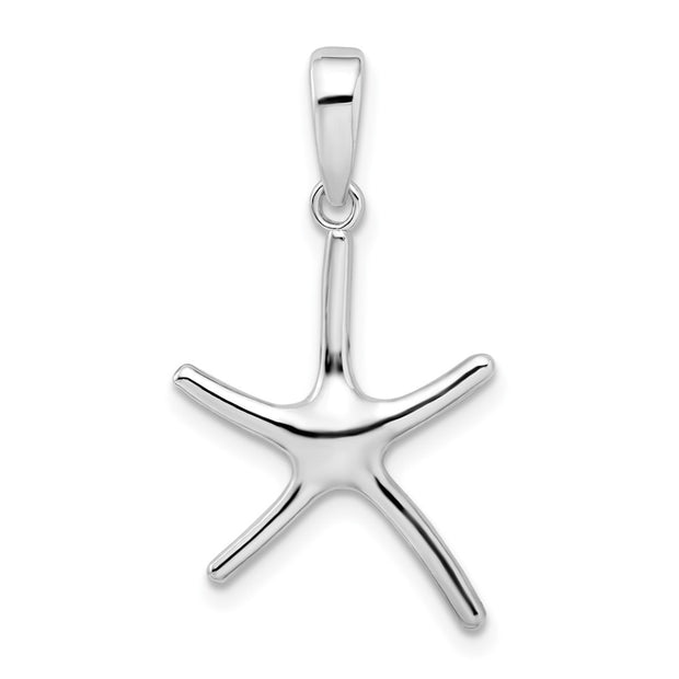 Sterling Silver Rhodium-plated Polished Starfish Pendant