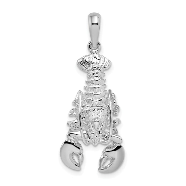 Sterling Silver Rhodium-plated Polished Moveable Lobster Pendant