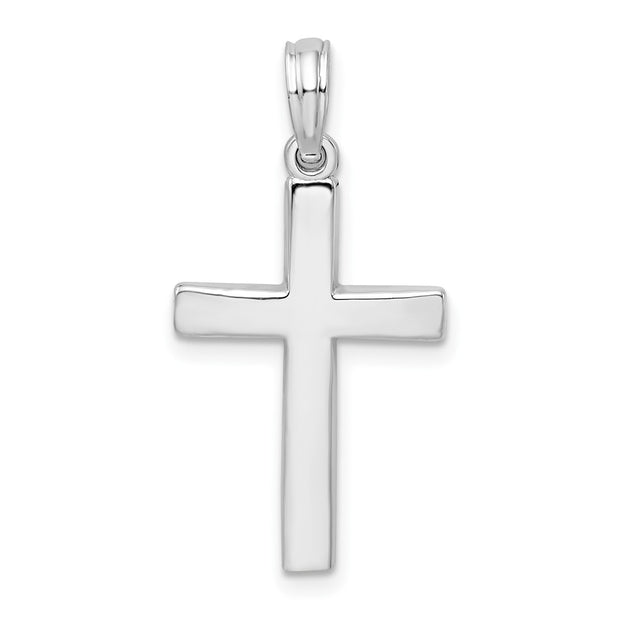 Sterling Silver Rhodium-plated Beveled Latin Cross Pendant