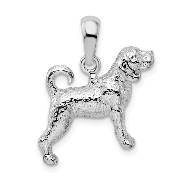 Sterling Silver Rhodium-plated Textured 3D Beagle Pendant