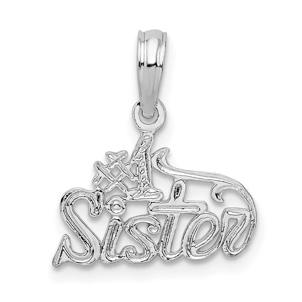 Sterling Silver Rhodium-plated Polished &num;1 SISTER Pendant