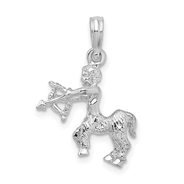 Sterling Silver Rhodium-plated Polished 3D Sagittarius Zodiac Pendant