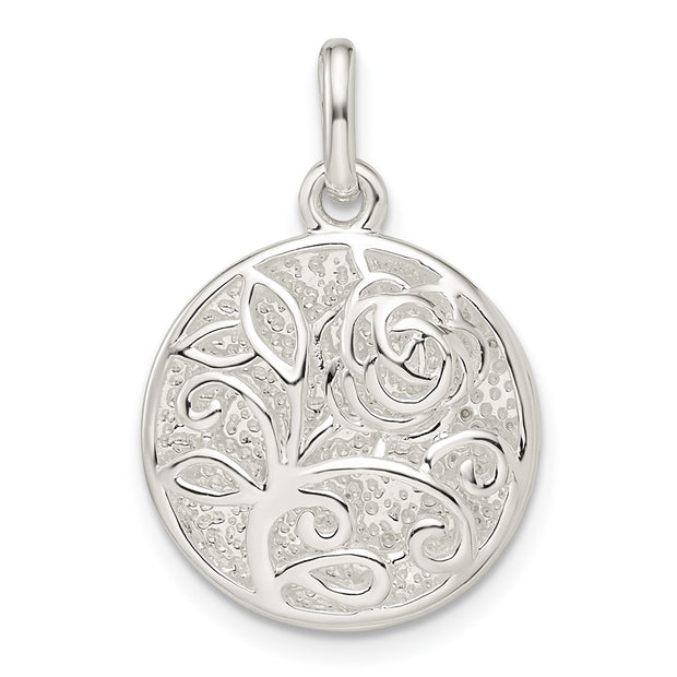 Sterling Silver Textured Rose Pendant