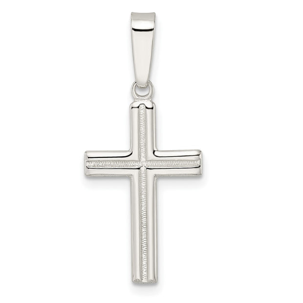 Sterling Silver Polished and Satin Center Latin Cross Pendant