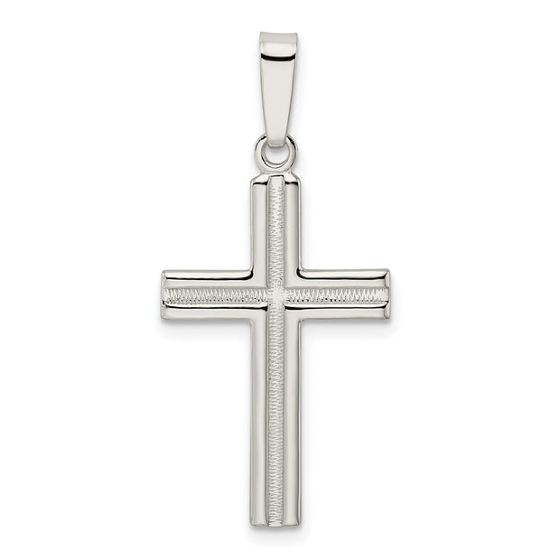 Sterling Silver Polished and Satin Latin Cross Pendant