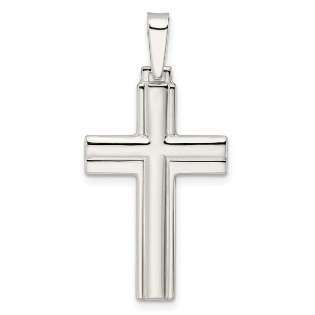 Sterling Silver Polished w/Lines Latin Cross Pendant
