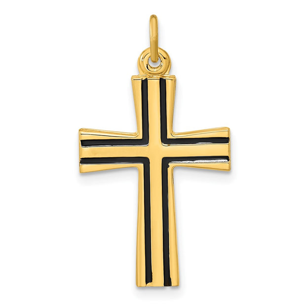 Sterling Silver Gold-plated Polished Enameled Cross Pendant