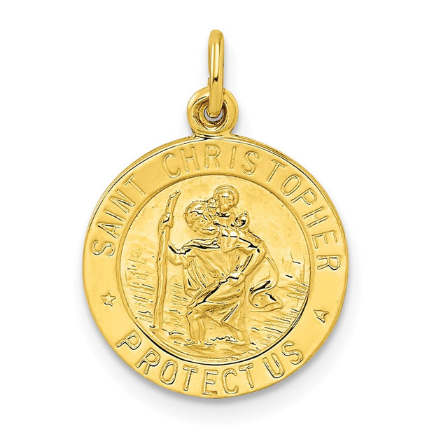 Sterling Silver Gold-tone Polished Solid Saint Christopher Medal Pendant