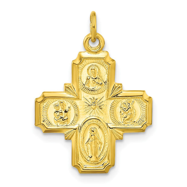 Sterling Silver Gold-tone Polished Solid Miraculous Medal Pendant