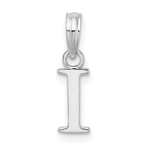 Sterling Silver Rhodium-plated Polished Block Initial -I- Pendant