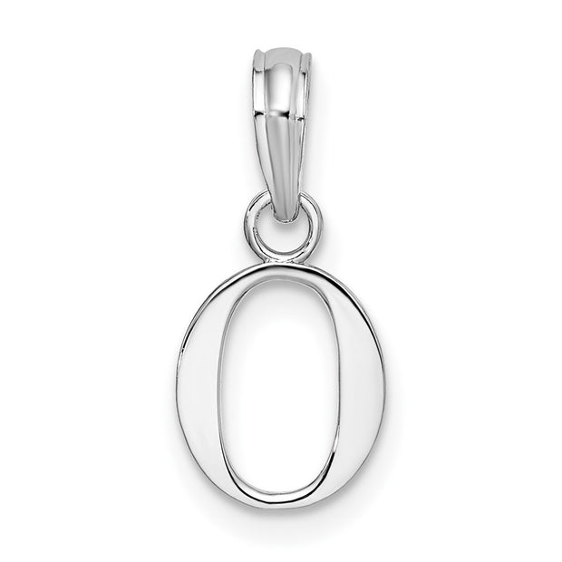 Sterling Silver Rhodium-plated Polished Block Initial -O- Pendant
