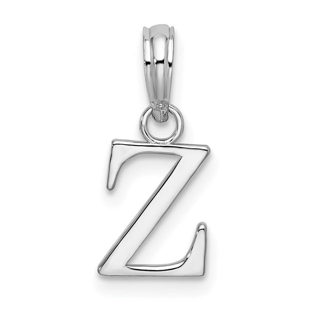 Sterling Silver Rhodium-plated Polished Block Initial -Z- Pendant