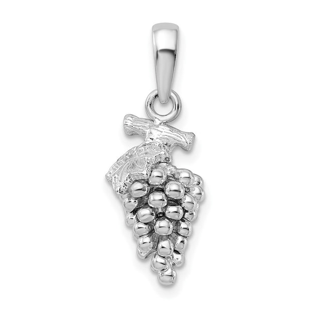 Sterling Silver Rhodium-plated Polished 3D Grapes Pendant