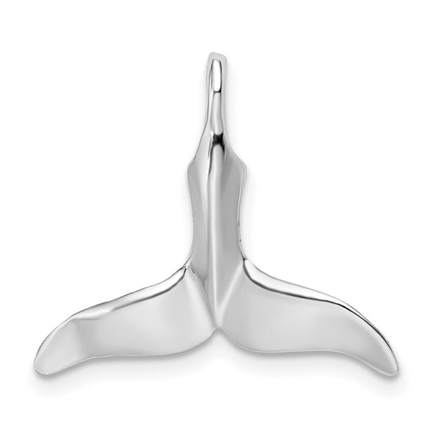 Sterling Silver Rhodium-plated Polished Whale Tail Pendant