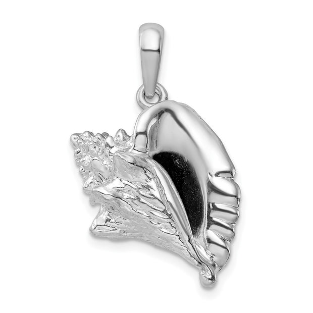 Sterling Silver Rhodium-plated Polished 3D Large Conch Shell Pendant