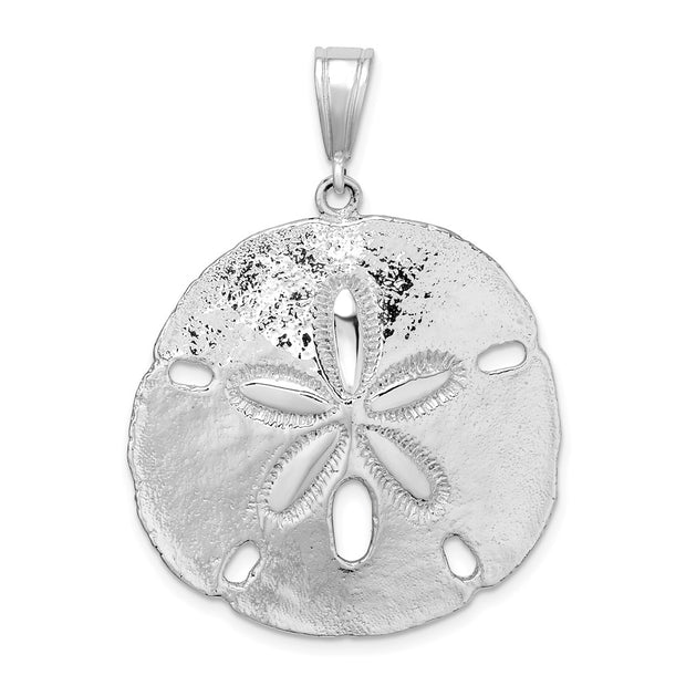 Sterling Silver Rhodium-plated Polished Sand Dollar Pendant