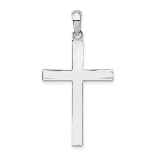 Sterling Silver Polished Front Textured Back Latin Cross Pendant