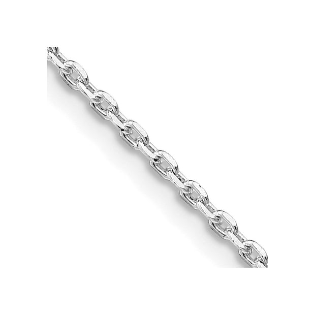 Sterling Silver Rhodium-plated 1.5mm Beveled Oval Cable Chain