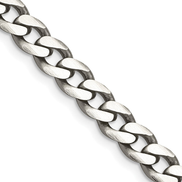 Sterling Silver Antiqued 7mm Curb Chain