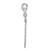 Sterling Silver Amore La Vita Rhodium-plated 3-D Polished Feather Charm