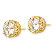 Sterling Silver Cheryl M Gold-plated White and Yellow CZ Post Earrings