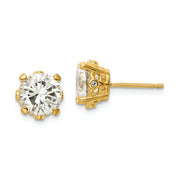 Sterling Silver Cheryl M Gold-plated CZ Stud Post Earrings