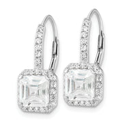 Sterling Silver Cheryl M Rhodium-plated CZ Leverback Earrings