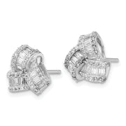 Sterling Silver Cheryl M Rhodium-plated CZ Love Knot Earrings