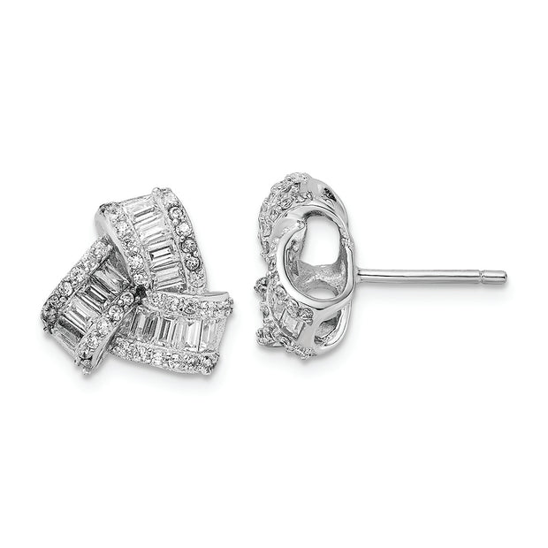 Sterling Silver Cheryl M Rhodium-plated CZ Love Knot Earrings