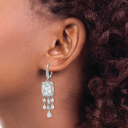 Sterling Silver Cheryl M Rhod-plated CZ Dangle Leverback Earrings