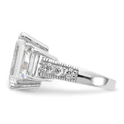 Sterling Silver Cheryl M Rhodium-plated Fancy 3 Stone CZ Ring