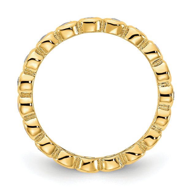 Sterling Silver Cheryl M Rhodium & Gold-plated CZ 5 Piece Ring Set