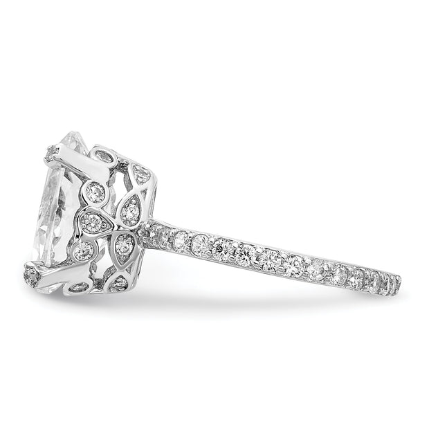 Sterling Silver Cheryl M Rhodium-plated Fancy Oval CZ Ring