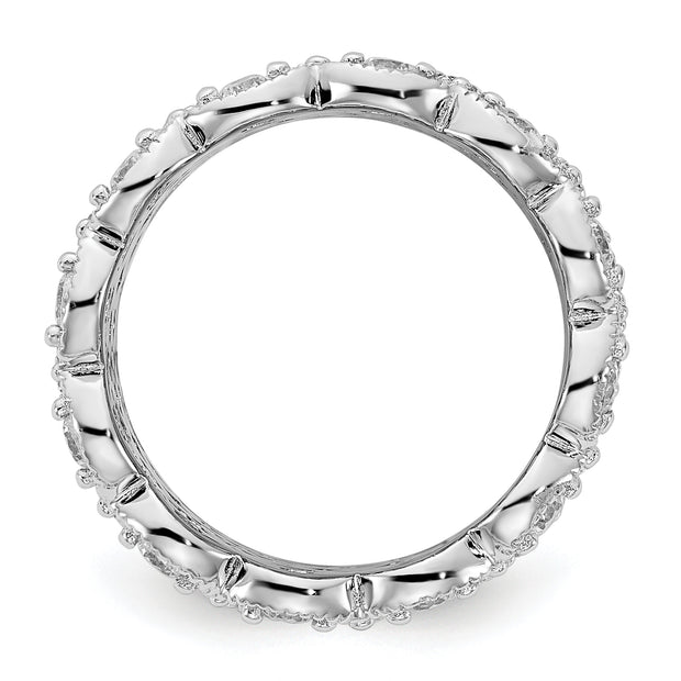 Sterling Silver Cheryl M Rhodium-plated Fancy CZ Multi-stone Ring