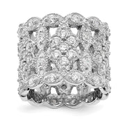 Sterling Silver Cheryl M Rhodium-plated Fancy CZ Multi-stone Ring