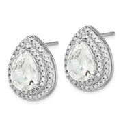 Sterling Silver Cheryl M Rhodium-plated Fancy Pear CZ Post Earrings
