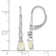Sterling Silver Cheryl M Rh-pl Cr. Opal & CZ Leverback Dangle Earrings