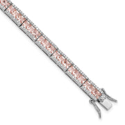Sterling Silver Cheryl M Rhod-plated Pink Nano Crystal & CZ Bracelet