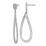 Sterling Silver Cheryl M Rhod-plated CZ Teardrop In/Out Post Earrings