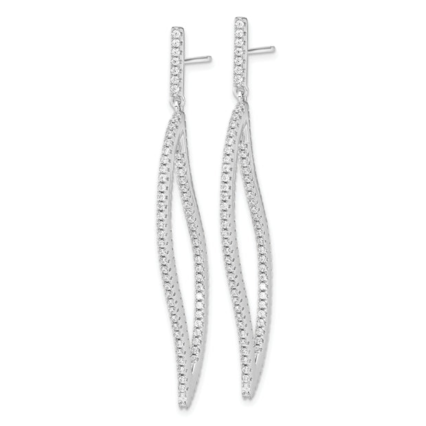 Sterling Silver Cheryl M Rhodium-plated CZ Fancy In and Out Earrings