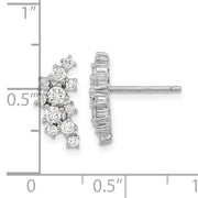 Sterling Silver Cheryl M Rhodium-plated CZ Cluster Post Earrings