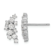 Sterling Silver Cheryl M Rhodium-plated CZ Cluster Post Earrings