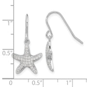 Sterling Silver Cheryl M Rhodium-plated CZ Starfish Dangle Earrings