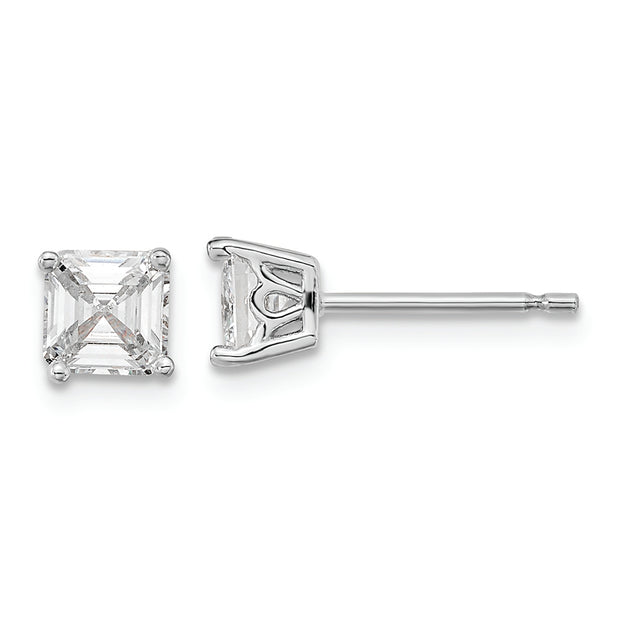 Sterling Silver Cheryl M Rhodium-plated 5mm CZ Square Post Earrings