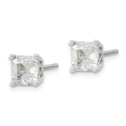 Sterling Silver Cheryl M Rhodium-plated 6mm Square CZ Post Earrings