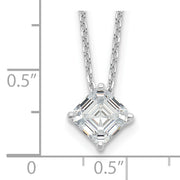 Sterling Silver Cheryl M Rhod-plated Square CZ w/ 2in ext. Necklace