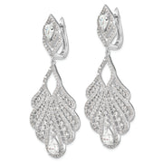 Sterling Silver Cheryl M Rhod-pltd Fancy CZ Omega Dangle Earrings