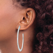 Sterling Silver Cheryl M Rhodium-plated CZ Oval Post J-Hoop Earrings