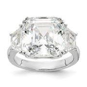 Sterling Silver Cheryl M Rhodium-plated Fancy CZ 3 Stone Ring